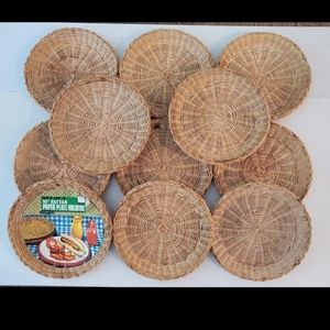 11 Vintage Wicker Rattan Paper Plate Holders Boho Picnic